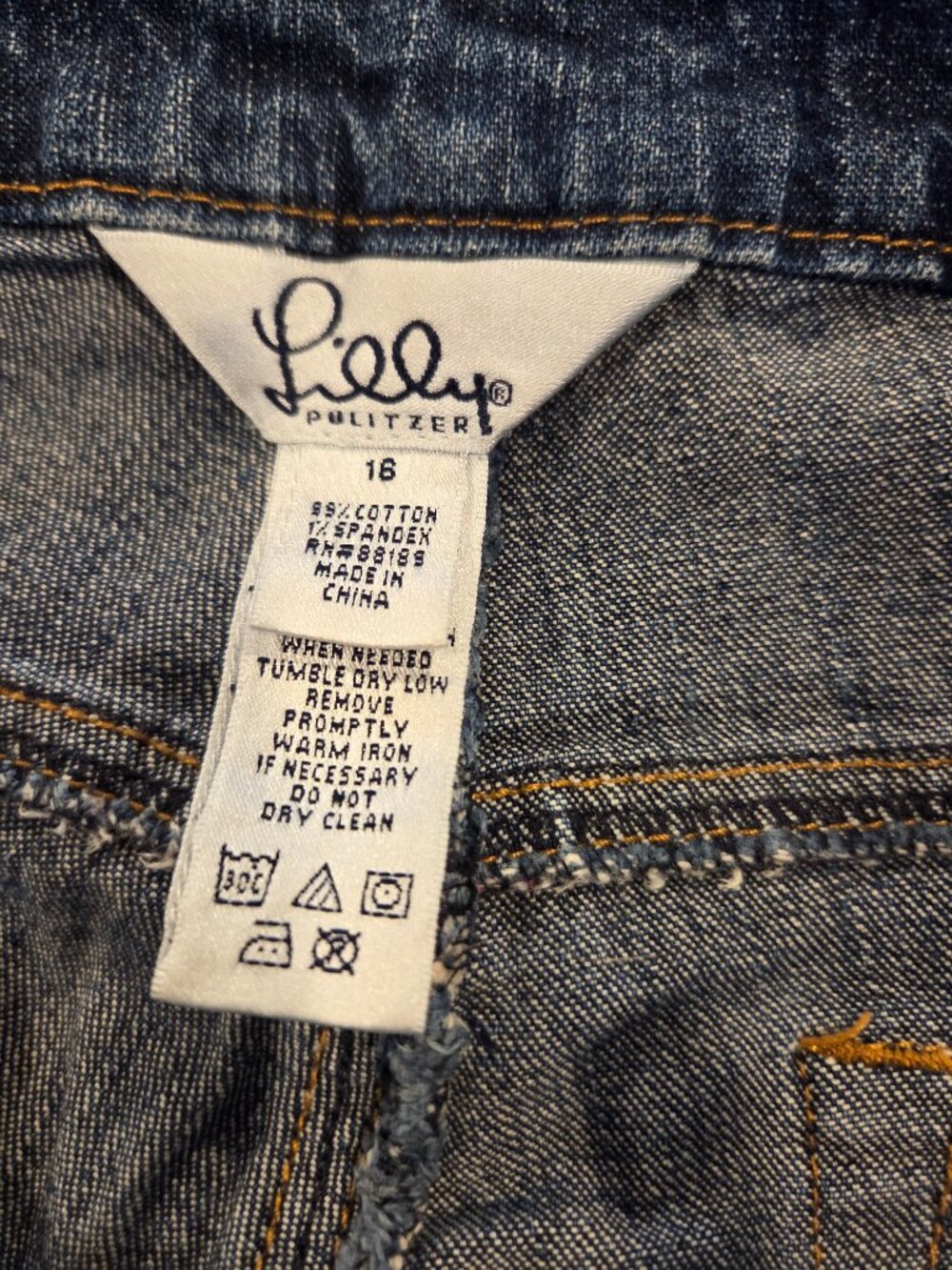 Lilly Pulitzer Women's Jeans Size 16 Embroidered Palm Tree Blue Denim Stretch - Picture 6 of 6